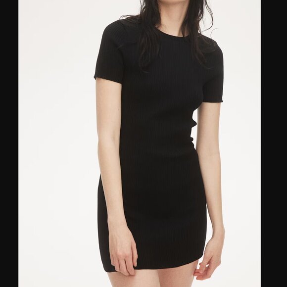 H&M X-Small Black Rib-Knit Bodycon Dress NWT - Picture 1 of 3